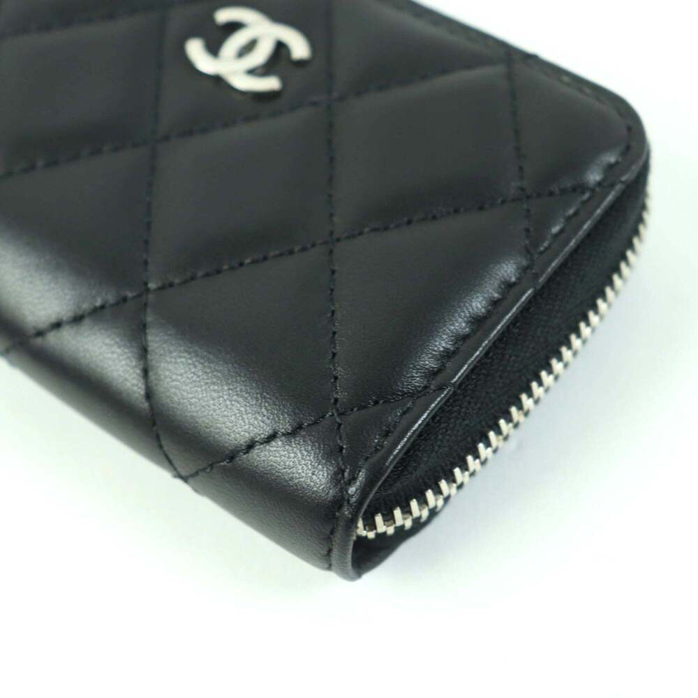 CHANEL Authentic Black Lambskin Leather Logo Wallet - Picture 6 of 10